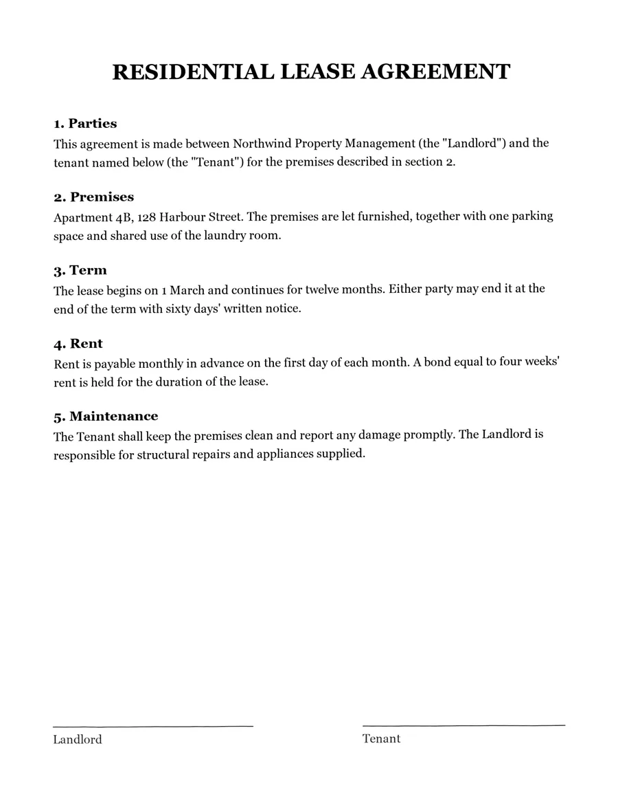 A scanned lease agreement