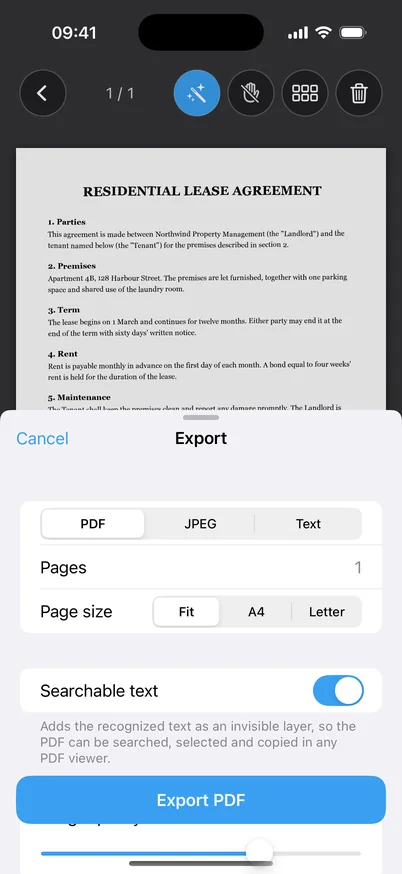 Export options
